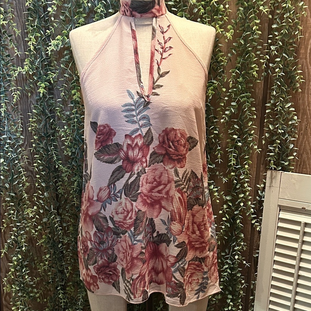Floral Halter Neck Top - Pink
